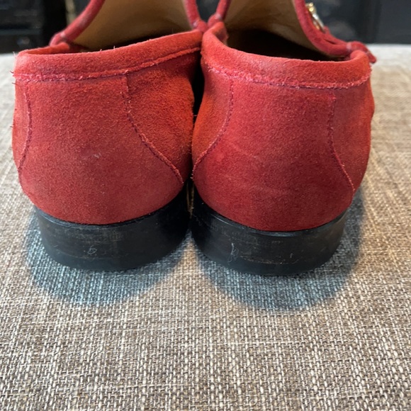 Gucci Red Suede Loafers with Metallic Accents - Picture 5 of 11